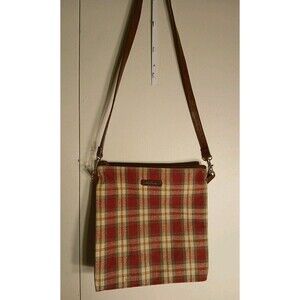 Longaberger Homestead Crossbody Purse Bag Plaid Multicolor RED/GREEN/Beige